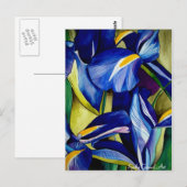Blauw Iris bloemschilderij, originele waterverf Briefkaart (Voorkant / Achterkant)