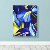 Blauw Iris bloemschilderij, originele waterverf Canvas Afdruk (Insitu (Houten vloer))
