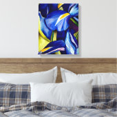 Blauw Iris bloemschilderij, originele waterverf Canvas Afdruk (Insitu (Slaapkamer))