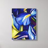 Blauw Iris bloemschilderij, originele waterverf Canvas Afdruk (Voorkant)