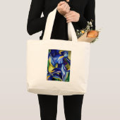 Blauw Iris bloemschilderij, originele waterverf Grote Tote Bag (Voorkant (product))