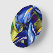 Blauw Iris bloemschilderij, originele waterverf Ronde Klok (Hoek)