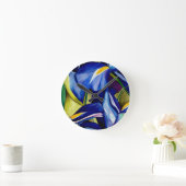 Blauw Iris bloemschilderij, originele waterverf Ronde Klok (Huis)