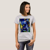 Blauw Iris bloemschilderij, originele waterverf T-shirt (Voorkant volledig)