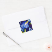 Blauw Iris bloemschilderij, originele waterverf Vierkante Sticker (Envelop)