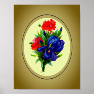 Blauw Iris Boeket Bloemenkunst Poster