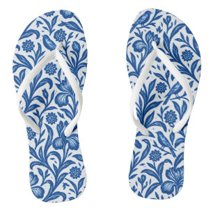 Blauw Iris Botanisch Patroon Vintage Teenslippers