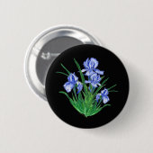 Blauw Iris op zwart Ronde Button 5,7 Cm (Voorkant /achterkant)