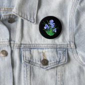 Blauw Iris op zwart Ronde Button 5,7 Cm (In situ)