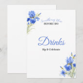 Blauw Iris Something Blue Bruiloftsborrel Dranksch Kaart (Voorkant / Achterkant)