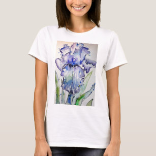Blauw Iris Waterverf schilderij art T Shirt