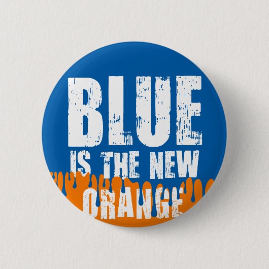 Blauw is de nieuwe Oranje knop Ronde Button 5,7 Cm (Voorkant)