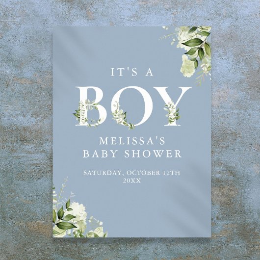 Blauw is een jongen groen Baby shower teken Poster