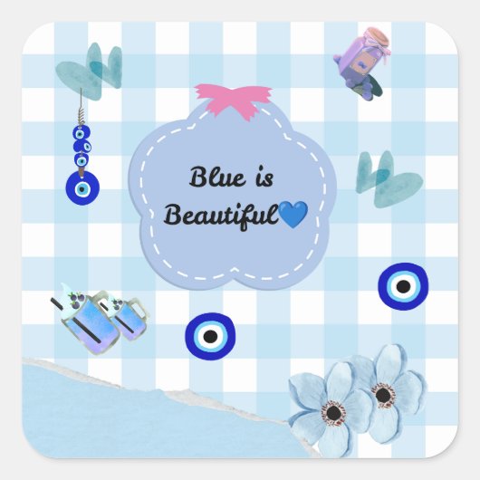 Blauw Is Mooi Cute Esthetische Sticker 💜🧿 (Voorkant)
