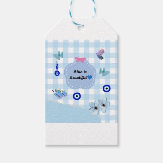 Blauw Is Mooi Cute Esthetische Sticker 💜🧿 Cadeaulabel (Voorkant)