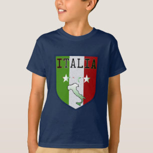 Blauw Italia Crest Middeleeuwse Kinder T-shirt