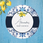 Blauw Italiaans geel citroen Baby shower dank u Bedankjes Labels