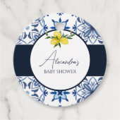Blauw Italiaans geel citroen Baby shower dank u Bedankjes Labels (Voorkant)