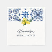 Blauw Italiaans geel citroen Vrijgezellenfeest Servet (Voorkant)