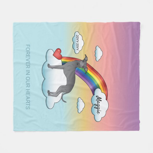 Blauw Italiaans grayhound Cute Dog Rainbow Memoria Fleece Deken (Voorkant (Horizontaal))