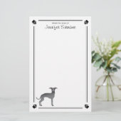 Blauw Italiaans grijnshond met poten en aangepaste Briefpapier (Staand voorkant)