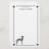 Blauw Italiaans grijnshond met poten en aangepaste Briefpapier (Voorkant / Achterkant)