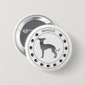 Blauw Italiaans grijnshond met poten en aangepaste Ronde Button 5,7 Cm (Voorkant /achterkant)