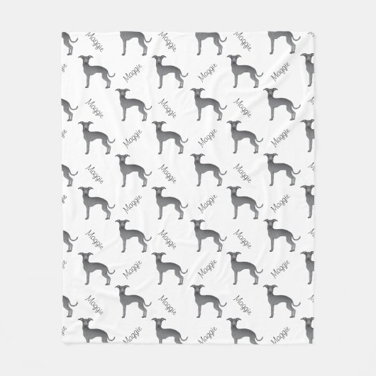 Blauw Italiaans grijshondenhok en huispasnaam Fleece Deken (Voorkant)