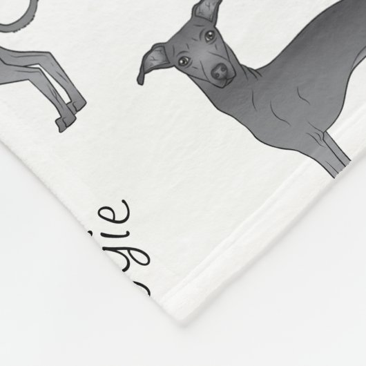 Blauw Italiaans grijshondenhok en huispasnaam Fleece Deken (Hoek)