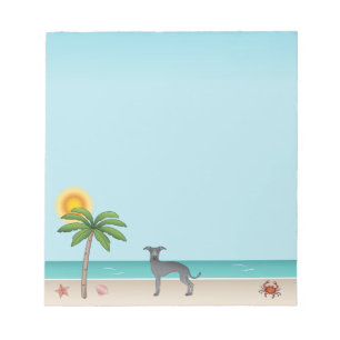 Blauw Italiaans kruit bij tropisch zomerstrand Notitieblok