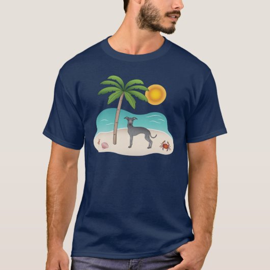 Blauw Italiaans kruit bij tropisch zomerstrand T-shirt (Voorkant)