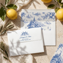 Blauw Italiaans kust toile bruiloft
