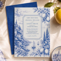 Blauw Italiaans Kust Toile Trouwfeest