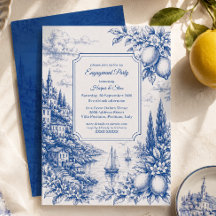 Blauw Italiaans Kust Toile Verloving Feest