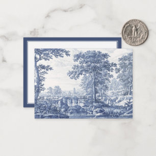 Blauw Italiaans landschap 1600s  Notitiekaartje
