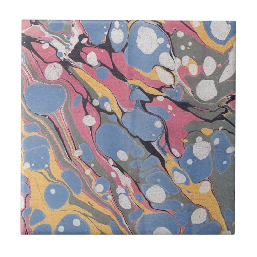 Blauw Italiaans marmerpatroon Tegeltje (Voorkant)