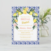 Blauw Italiaans Tegels Lemon Summer Vrijgezellenfe Kaart (Staand voorkant)