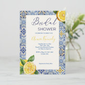 Blauw Italiaans Titel Bruids Douche Uitnodiging (Staand voorkant)