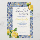 Blauw Italiaans Titel Bruids Douche Uitnodiging (Voorkant / Achterkant)