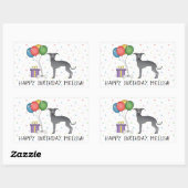 Blauw-Italiaanse Greyhound Cute Dog - Happy Birthd Rechthoekige Sticker (Vel)