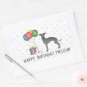 Blauw-Italiaanse Greyhound Cute Dog - Happy Birthd Rechthoekige Sticker (Envelop)