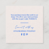 Blauw & Ivoor Eenvoudig Bedrijf Dank u Invoegen Vierkante Visitekaartje (Achterkant)