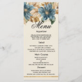 Blauw ivoor gouden herfst voorjaar bloemenbruiloft programmakaart (Voorkant)