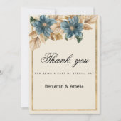 Blauw ivoor gouden herfst voorjaar bloemendank u kaart (Voorkant)