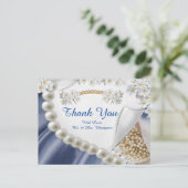 Blauw, ivoor, groen, gouden zijde en zijkant Y-Bri Briefkaart (Staand voorkant)