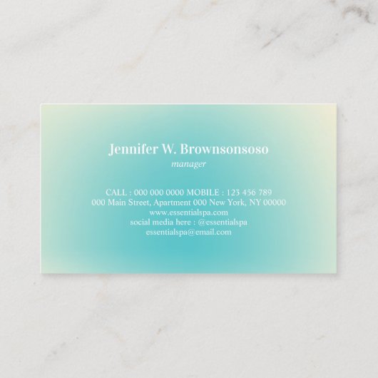 Blauw Ivoor Spiritueel Water druppels reiki yoga z Visitekaartje (Achterkant)