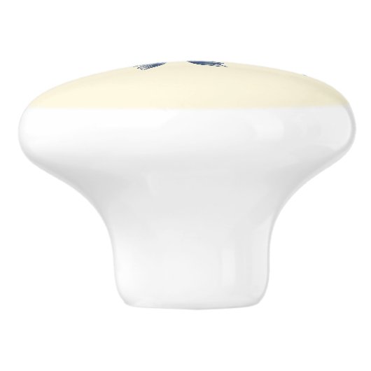 Blauw Ivoor Toile Peony Detail Keramische Knop (Zijkant)