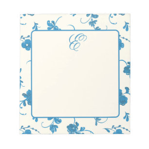 Blauw Ivoor Vintage Elegante Monogram Notitieblok