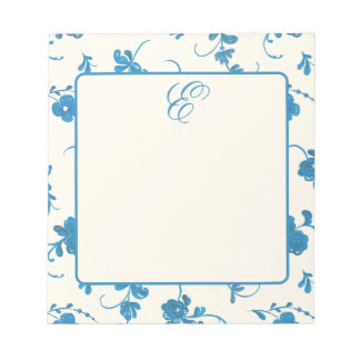 Blauw Ivoor Vintage Elegante Monogram Notitieblok