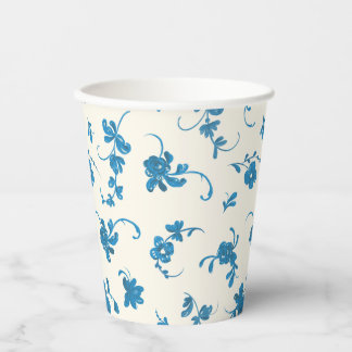 Blauw Ivoor Vintage Elegante Rococo Papieren Bekers